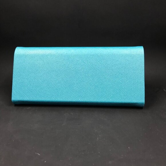 Zenni Aqua/teal/blue sunglass or eyeglass case.  Triangle design, lays flat - Picture 4 of 8